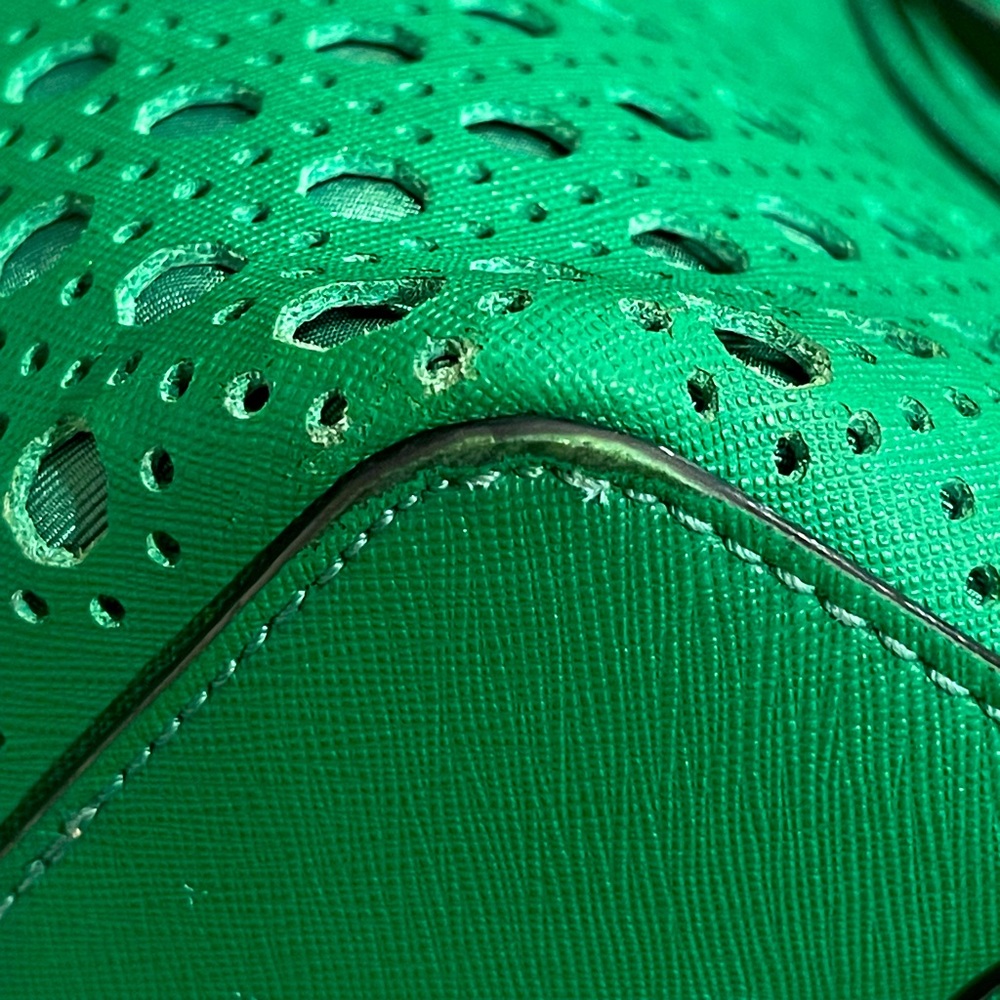 KATE SPADE Newbury Lane Caining Romy Green Perforated Leather Shoulder Satchel - Picture 11 of 17